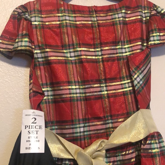 Juniors Sweet Charmers Sparkly Red Plaid Christmas Dress Size 20.5 - Picture 4 of 7
